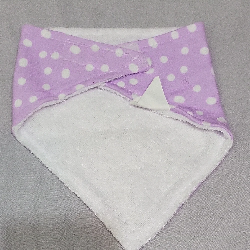 Striped Yellow, Lavender & White Baby Bandana Bib Set - Cute Dino & Snail Prints